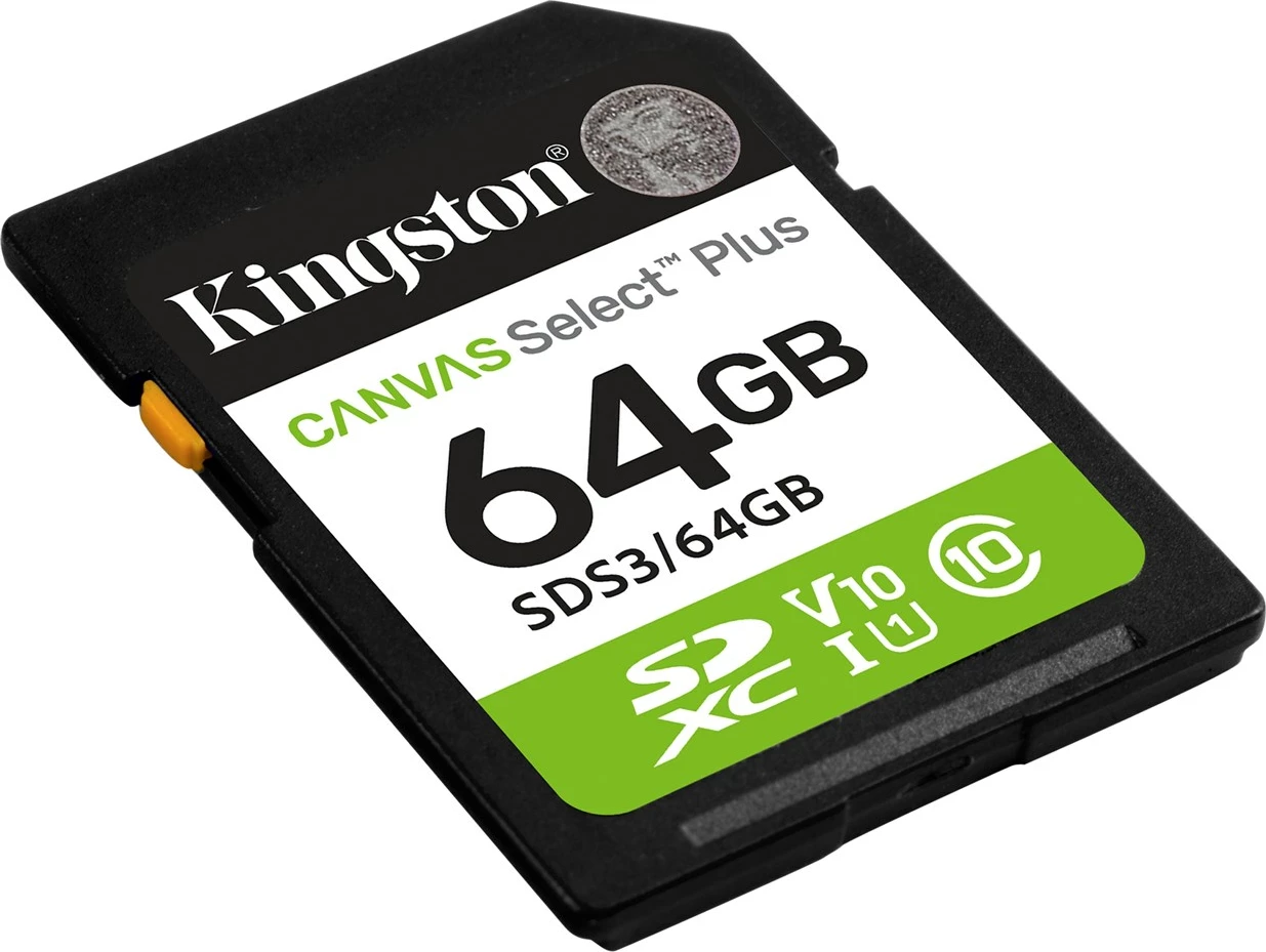 Kartelë memorie Kingston Canvas Select Plus Gen3 64GB SDXC, 100MB/s, Gjelbër