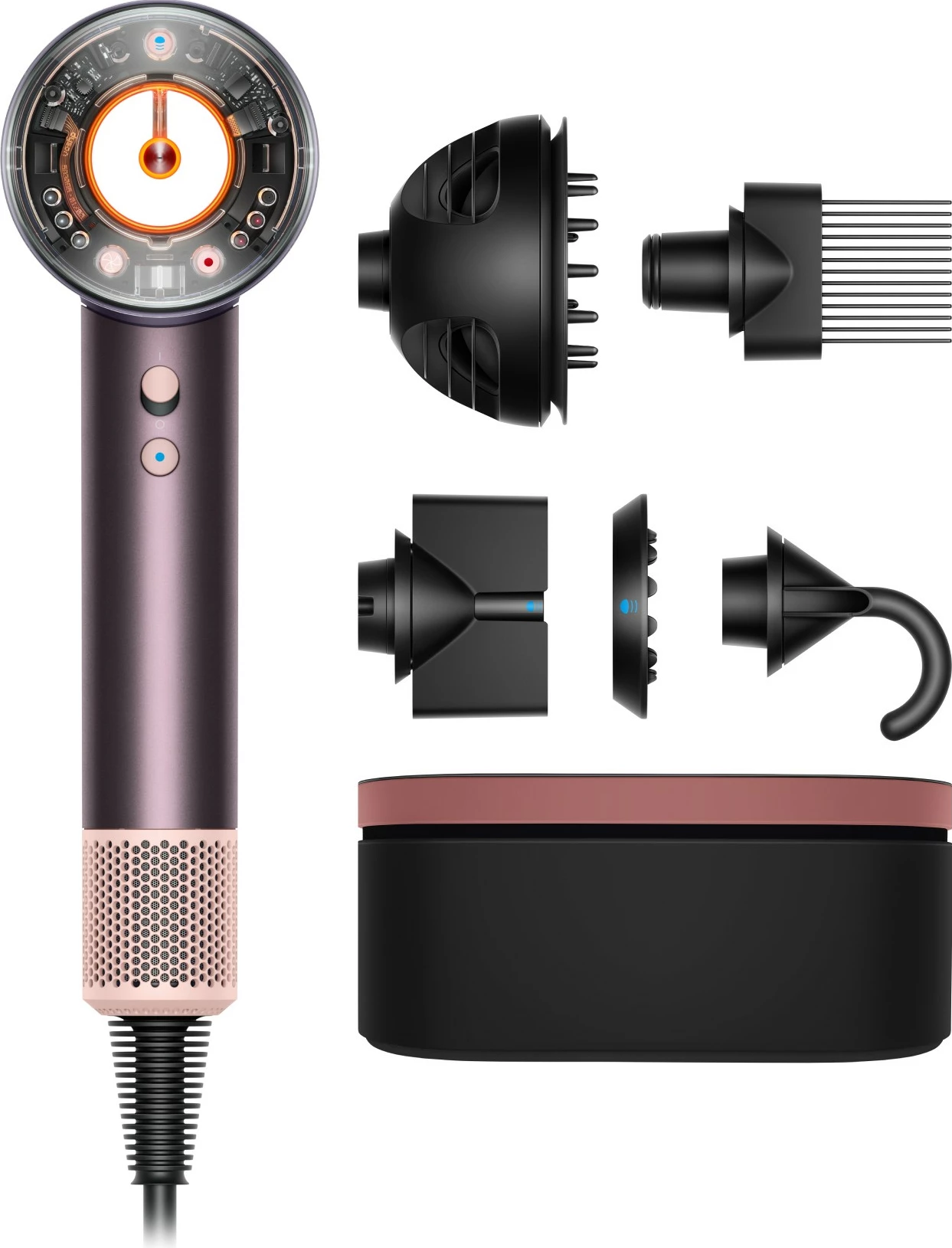 Tharëse flokësh Dyson Supersonic Nural, 1600W, 5 aksesorë, Jasper/Plum