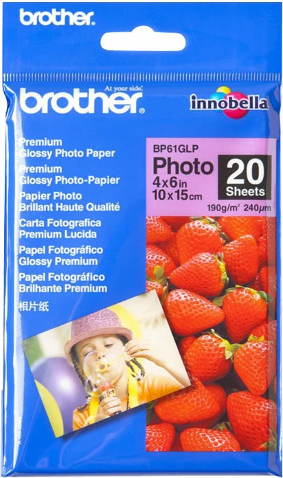 Letër fotografike Brother BP61GLP, 10x15cm, 190g/m², 20 fletë, me shkëlqim