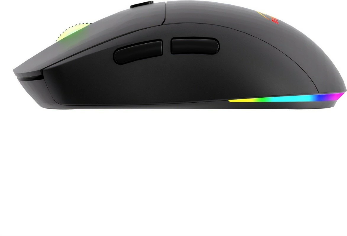 Maus pa kabllo Media-Tech MT1124 2-në-1 BT 5.0/RF 2.4GHz 1200-3200 DPI USB-C i rikarikueshëm ndriçim RGB, e zezë