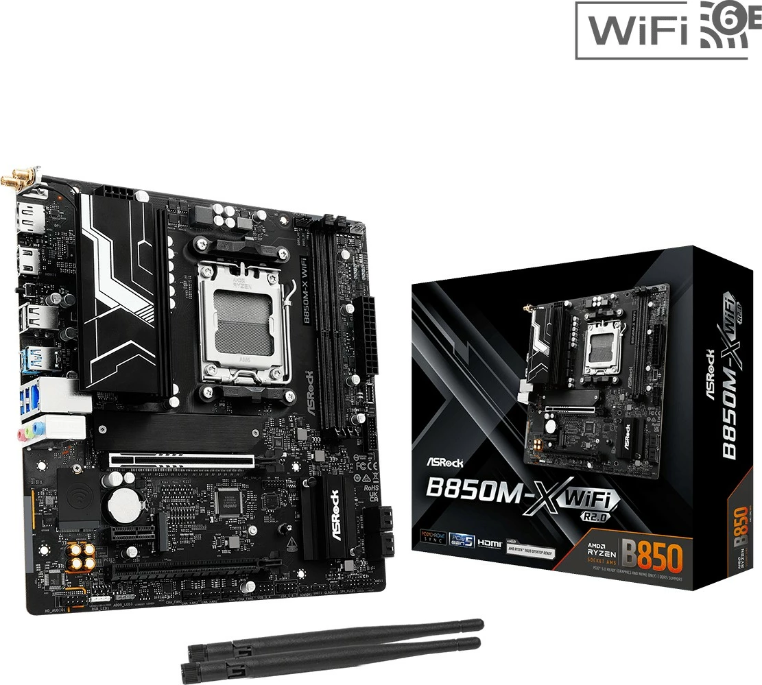 Pllakë amë ASRock B850M-X WIFI R2.0, Socket AM5, DDR5, micro ATX, WiFi 6E, E zezë