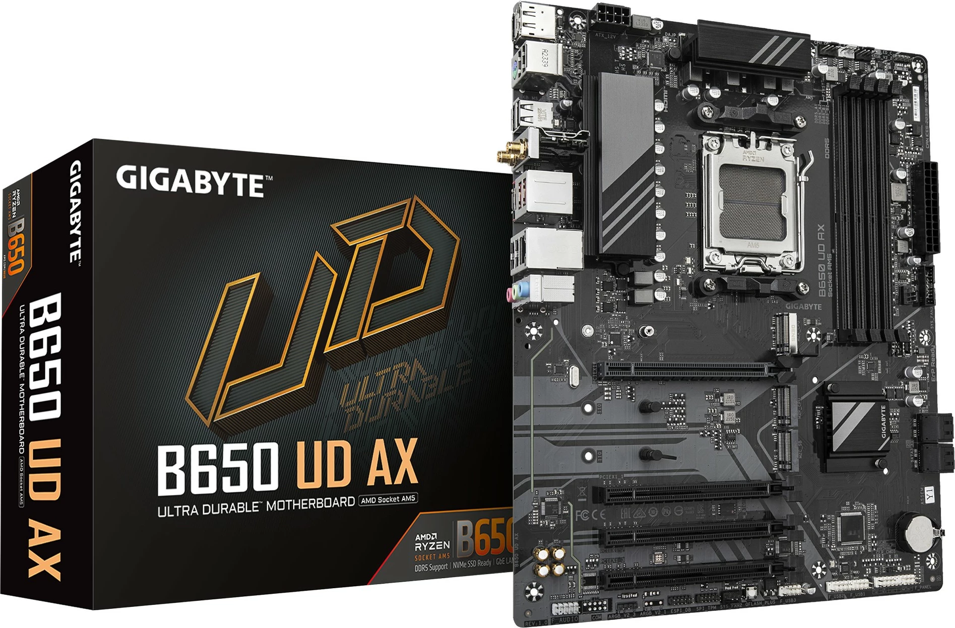 Pllakë amë Gigabyte B650 UD AX, Socket AM5, DDR5, PCIe 5.0, WiFi 6, e zezë