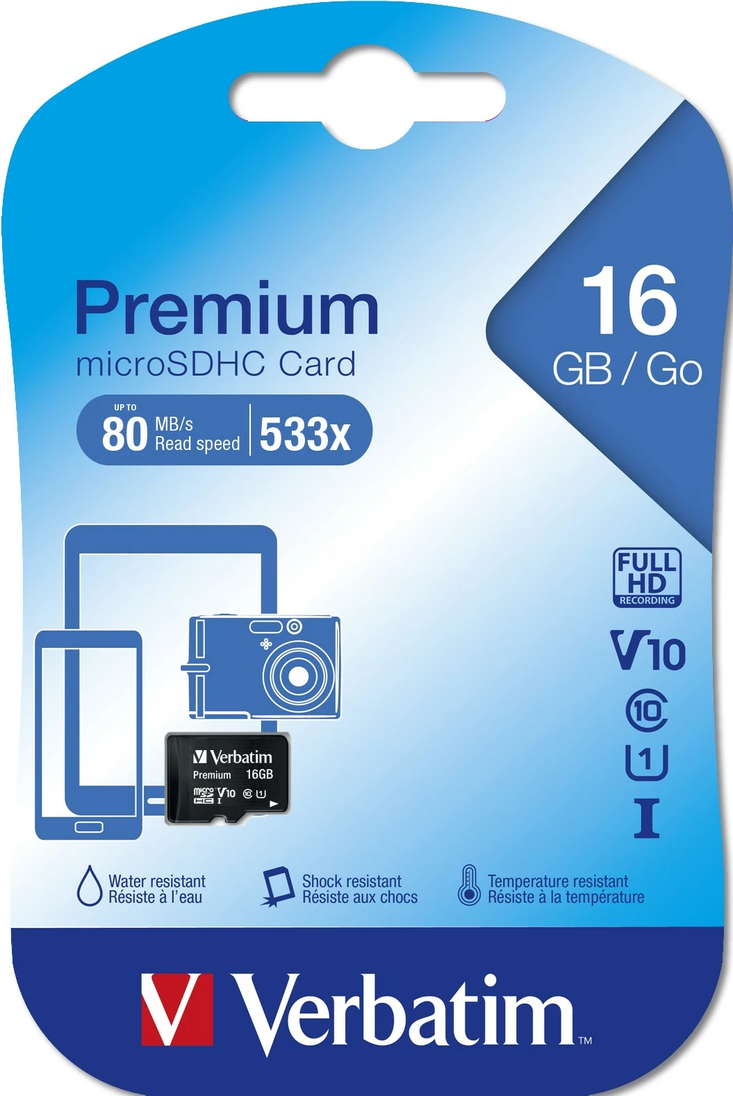 Kartelë MicroSDHC Verbatim 16 GB, Class 10, e zezë