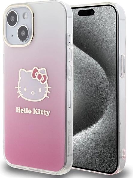 Mbështjellës Hello Kitty IML Gradient Electrop Kitty Head për iPhone 15, rozë