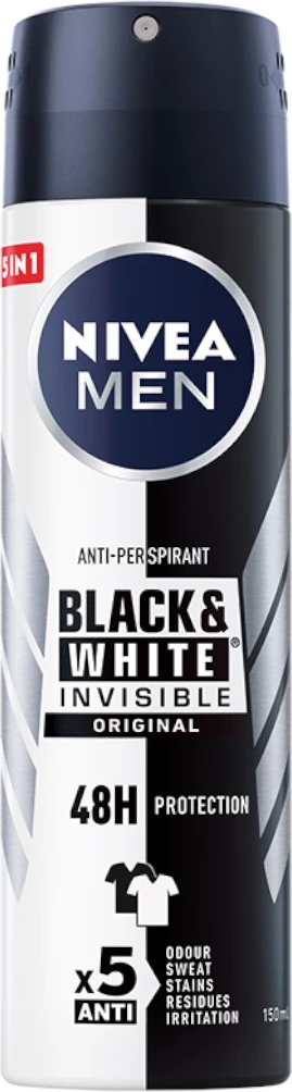 Deodorant spray Nivea Men Black&White Invisible Original për meshkuj 150ml