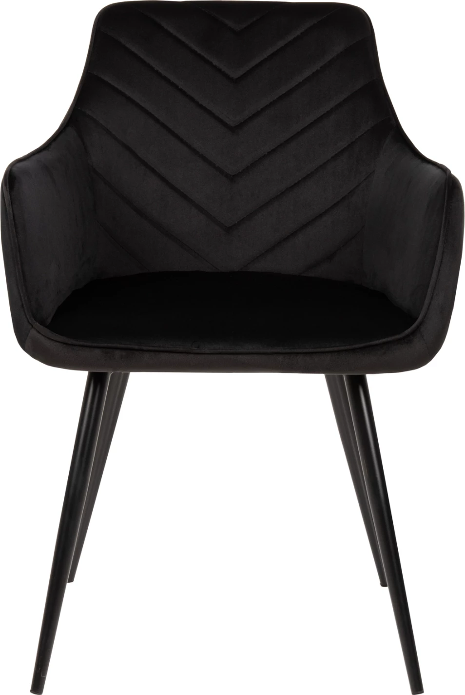 Karrige Latrell, kadife e zezë, këmbë metali të zeza, 55x57x84H cm., set prej 2 copë