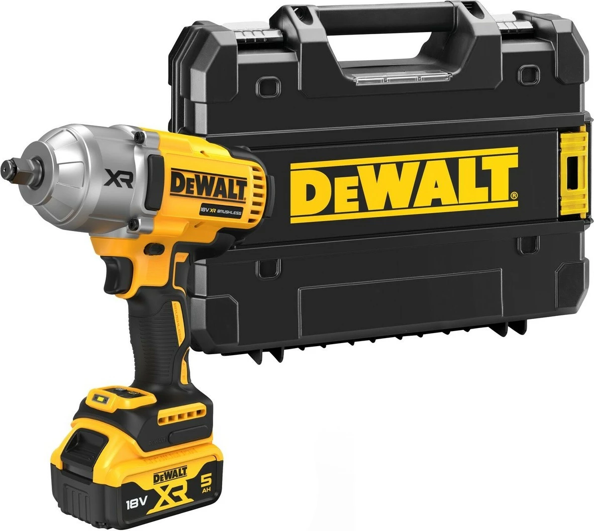 Vidafixues me bateri DEWALT XR 18V, 1/2 inch, me dritë të integruar, verdhë/zi