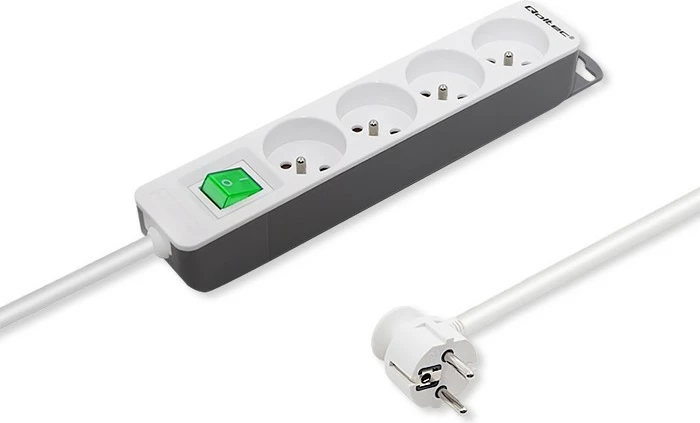 Kasë Qoltec 50288 me 4 dalje, 1.8m, Bardhë-Gri