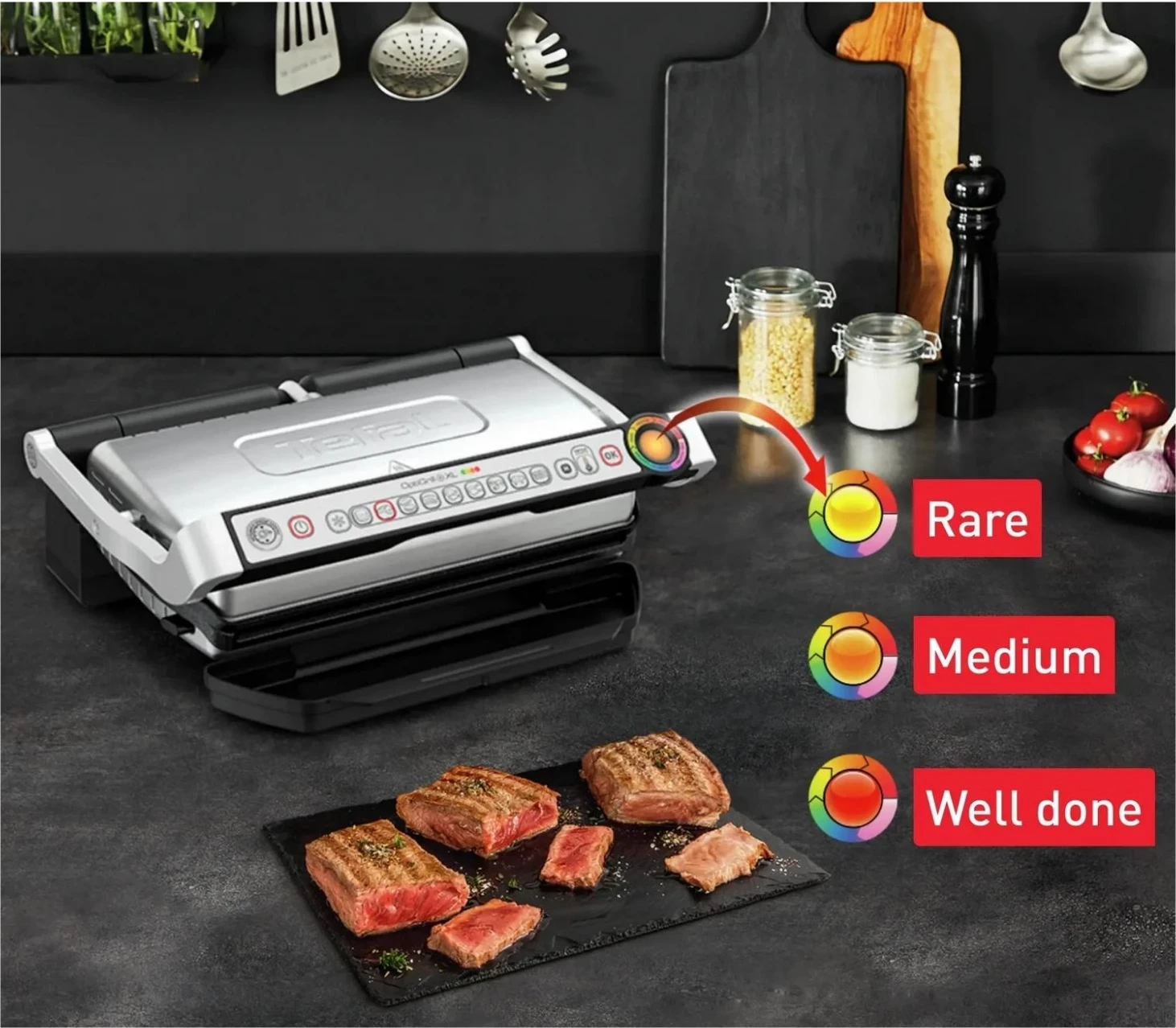 Grill Tefal Optigrill+ XL GC724D12, argjendtë