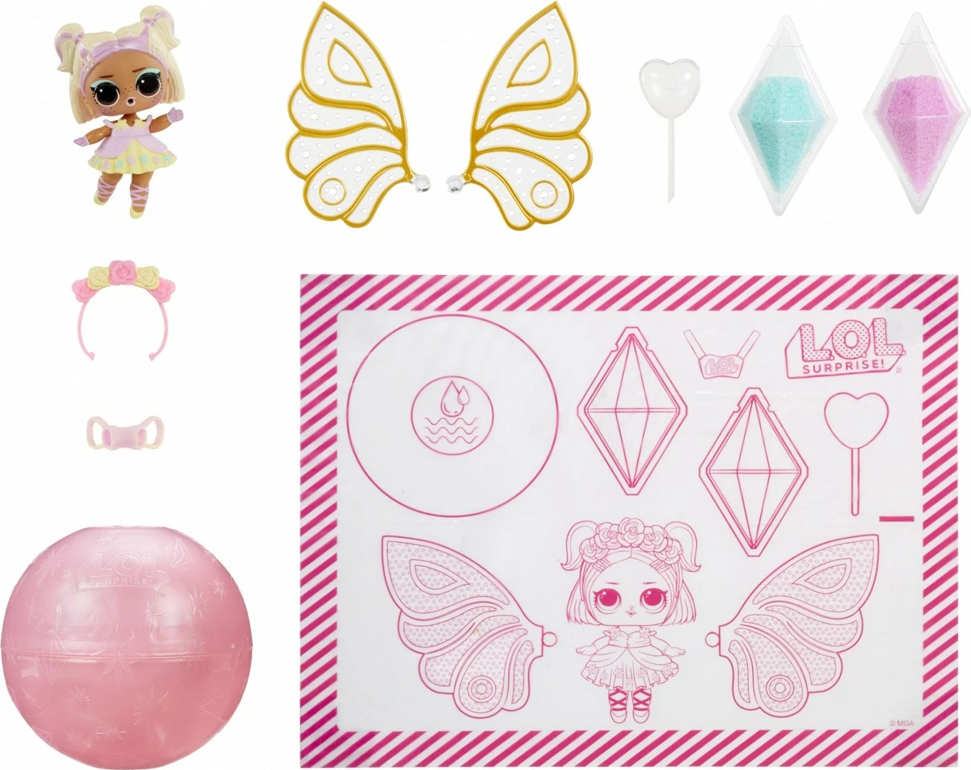 Set lodrash L.O.L. Surprise Fairy, MGA, 30 copë, me aksesorë dhe krahë zanash, për vajza