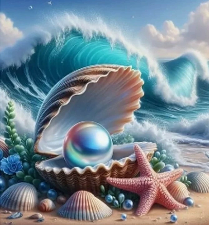 Set mozaik me diamantë Norimpex Seashell Coast, 30x40 cm, shumëngjyrësh