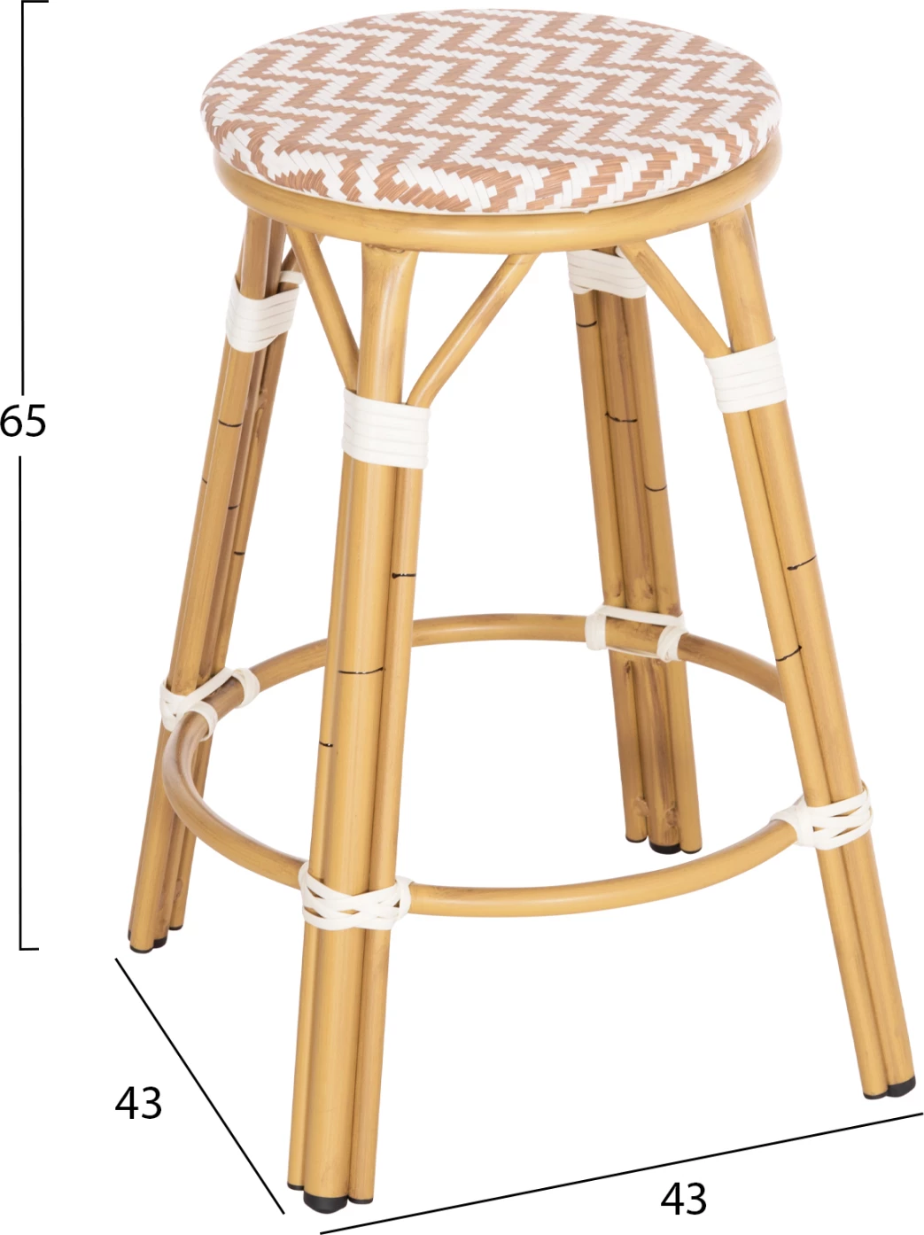 Karrige për bar mesatare alumini CHINO FH6286.04 pamje bambuje, ngjyrë natyrale & tekstilene 43x43x65Hcm