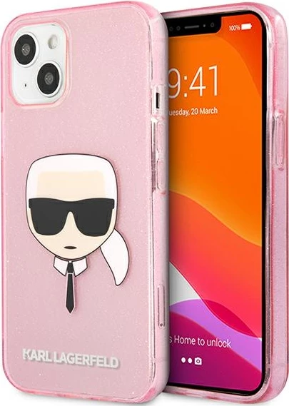 Mbështjellës Karl Lagerfeld KLHCP13SKHTUGLP për iPhone 13 mini, rozë