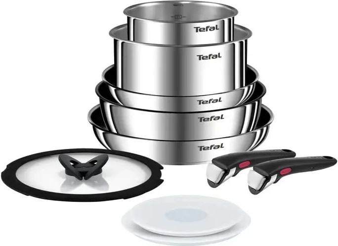 Set tenxheresh dhe tiganësh Tefal Ingenio Emotion L897SA74, 10 pjesë, çelik inoks, Titanium