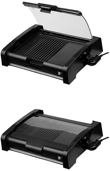 Grill elektrik Lafe GRL-003, 1650 W, pllakë jo-ngjitëse, i zi, me kapak