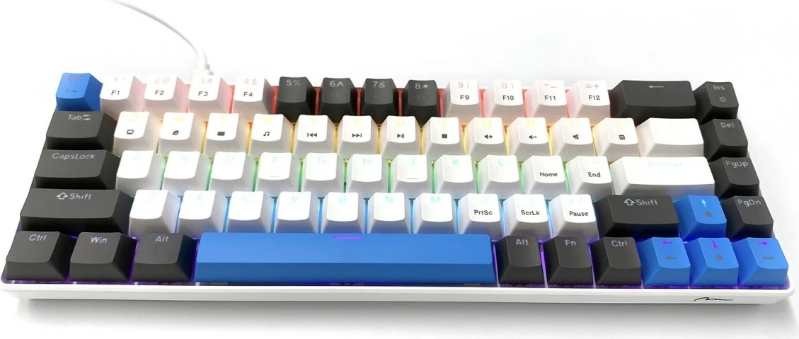 Tastierë mekanike gaming, Media-Tech, Red Core MX60 MT1259, 60% USB-C me kabëll, ndriçim LED RGB, 68 taste, e zezë/blu/e bardhë