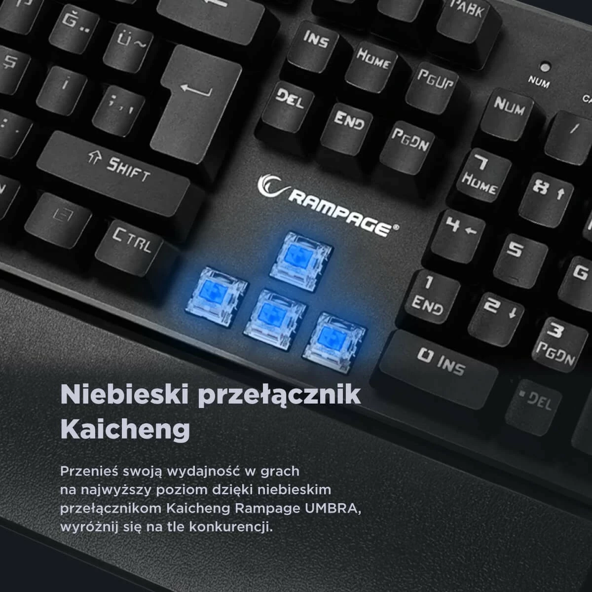 Tastierë mekanike Rampage KB-R86 UMBRA Blue Switch, e zezë