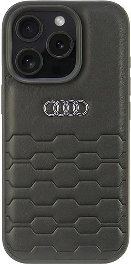 Mbështjellës Audi për iPhone 16 Pro 6.3", lëkurë sintetike, i zi, hardcase