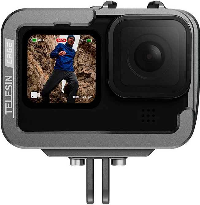 Kasë alumini Telesin GP-FMS-G11-TZ për GoPro Hero 12/11/10/9, Gri, me adapter vertikal