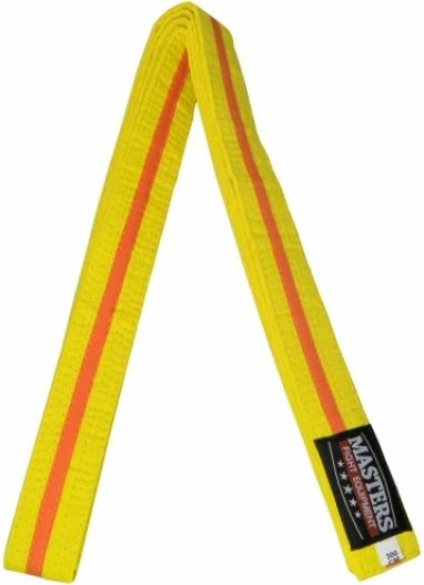 Rrip kimono për sportet e arteve marciale Masters, i verdhë me bordurë portokalli