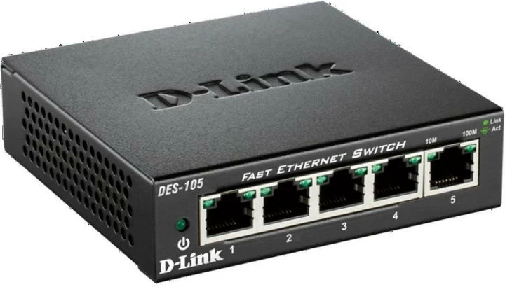 Switch, D-Link, DES-105/E, 5 porta 10/100 Mbps, pa menaxhim, metal, i zi