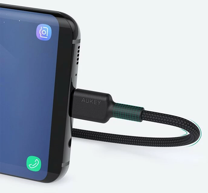 Kabllo AUKEY CB-CD30, USB-A në USB-C, 0.9m, 60W, Najlon, E zezë