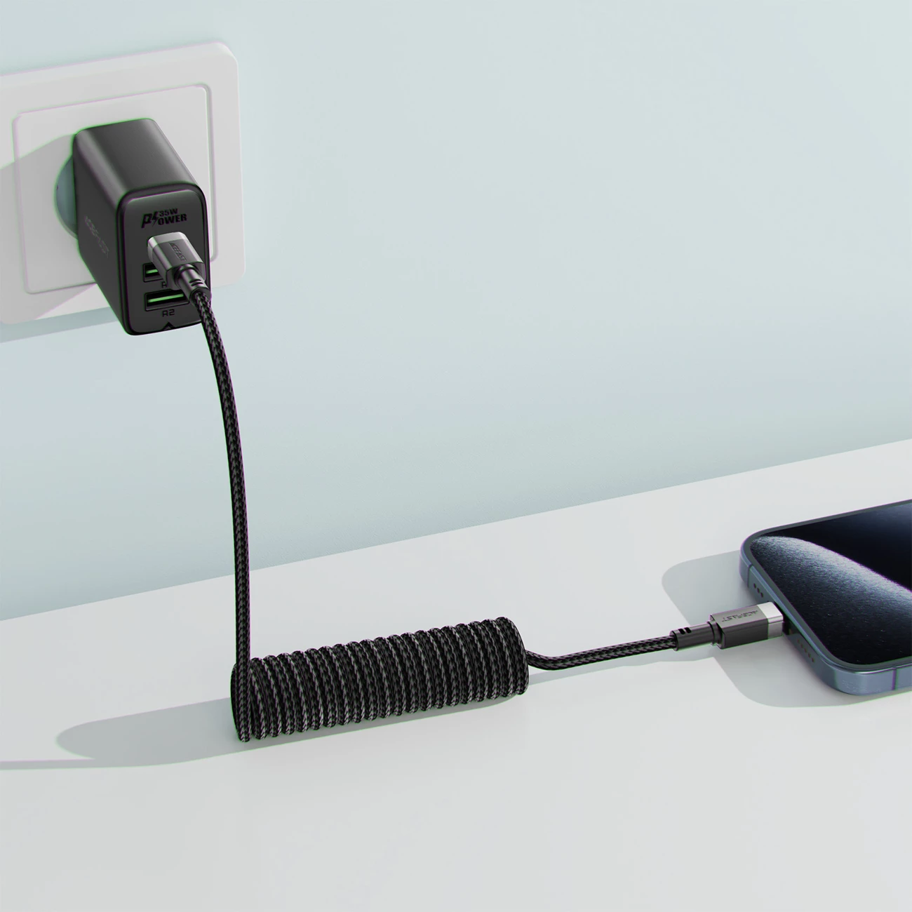 Kabllo Acefast C14-04 USB-A në USB-C, 1.2m, 3A, e zezë