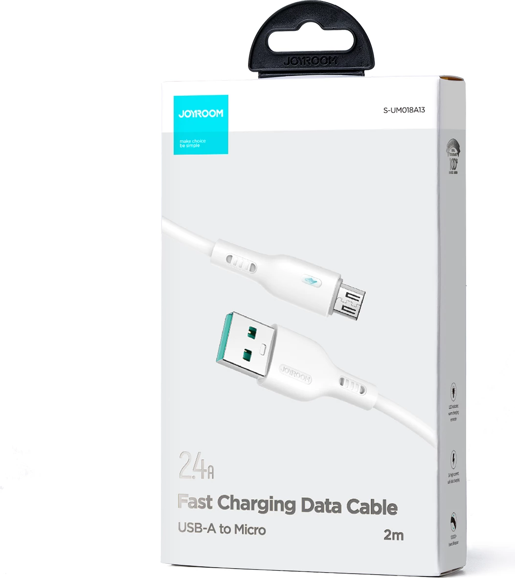 Kabllo Joyroom Premium Series A13, USB-A në micro USB, 2m, 2.4A, Bardhë