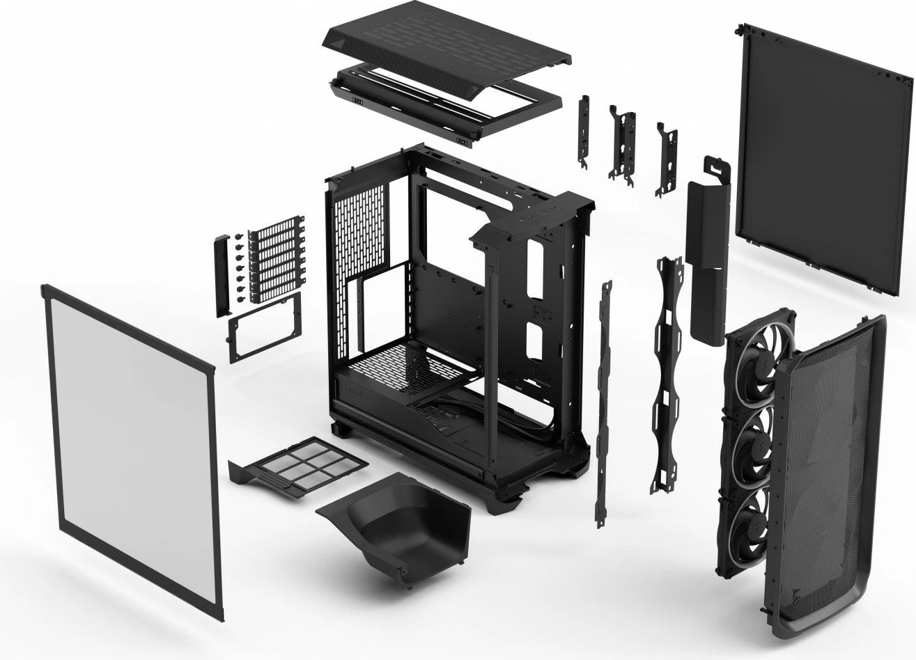 Kasë Fractal Design Meshify 3, RGB, Tempered Glass, ATX, E-ATX, e zezë