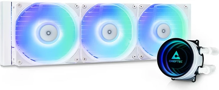 Sistem ftohje me ujë Chieftec CLC-360-RGB-W, 3 ventilatorë 12 cm, i bardhë