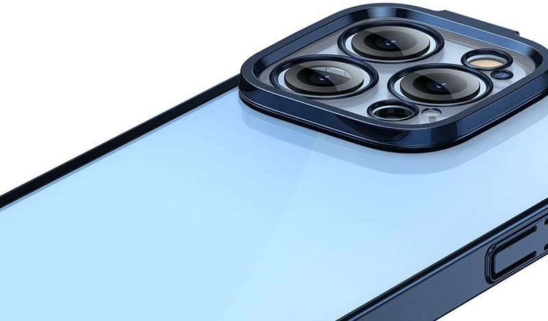 Mbështjellës Baseus Glitter për iPhone 14 Pro me xham të temperuar, kaltër