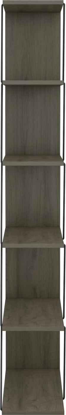 Raft librash MINI TARS FH2241.13, melaminë gri ulliri, shufra metali të zeza, 65x22-24x146H cm