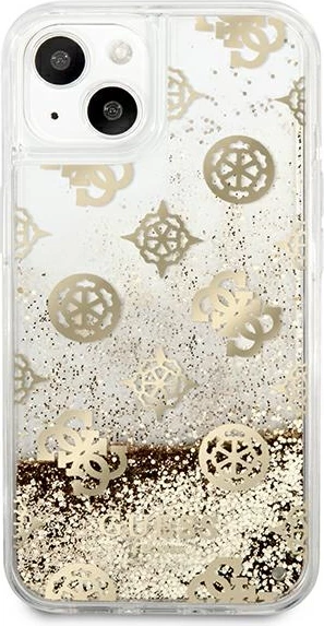 Mbështjellës Guess Peony Liquid Glitter për iPhone 13 mini 5.4", ari