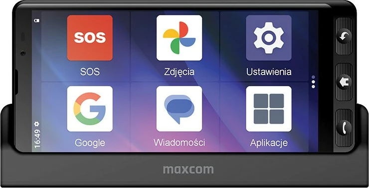 Celular Maxcom MS601, 4 GB RAM, 64 GB, 6", Android 14, i zi, me mbështjellës dhe karikues tavoline
