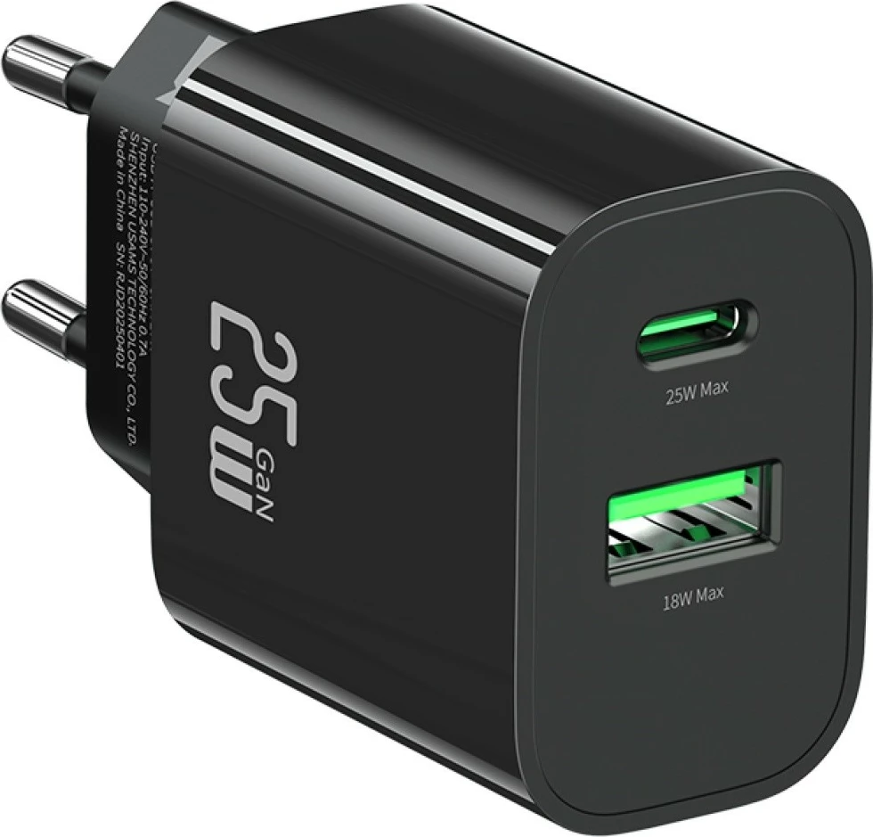 Karikues muri USAMS CC315 T65, 25W, 1xUSB-C, 1xUSB-A, i zi