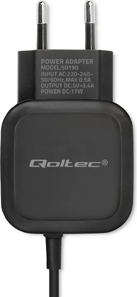 Adapter karikimi mur Qoltec 50190, 17W, 5V, 3.4A, USB + USB Type-C, i zi