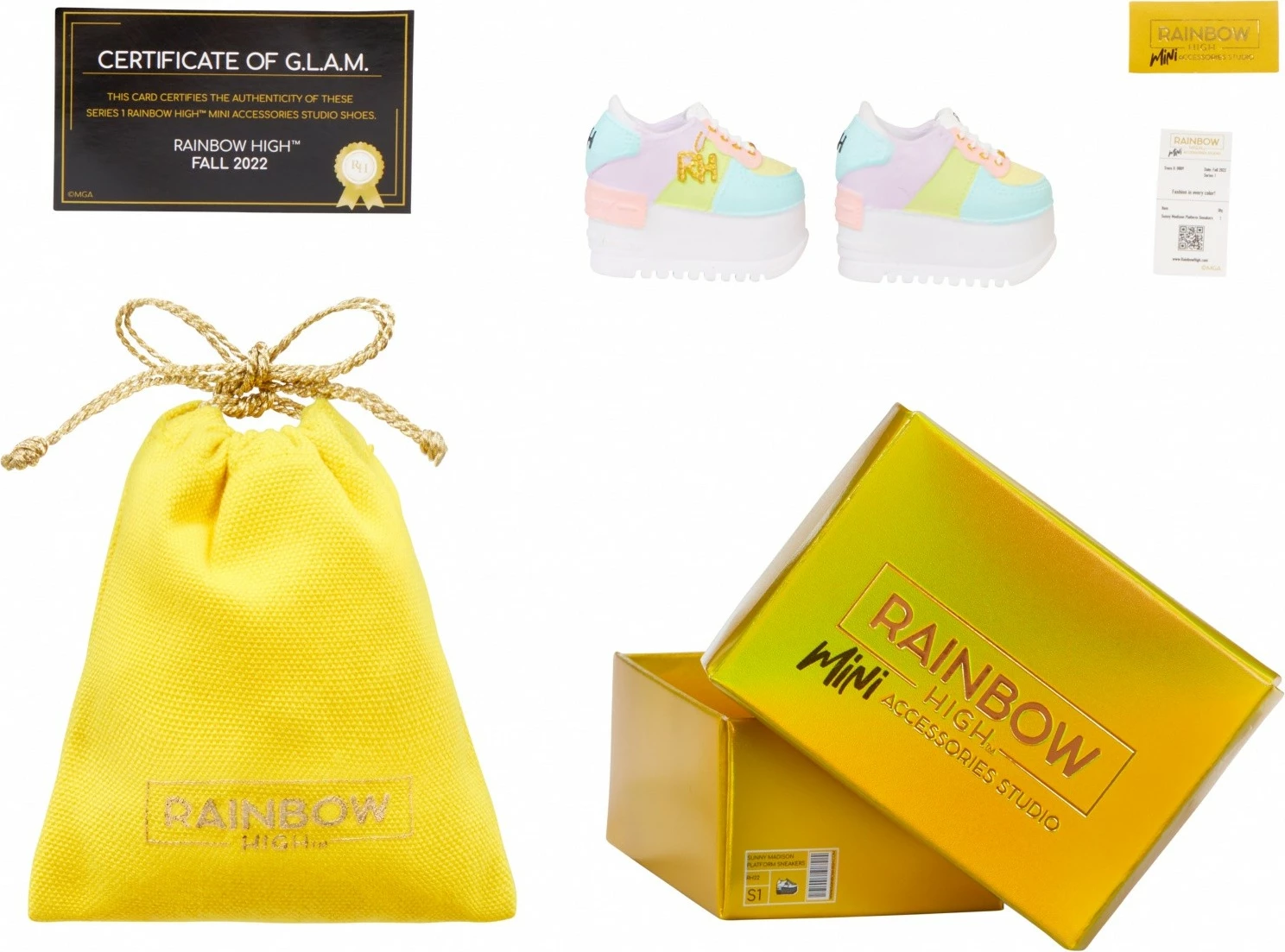 Set këpucësh për kukulla Rainbow High, MGA, 27 copë, shumëngjyrëshe