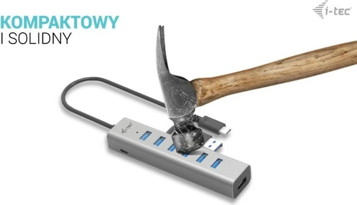 Kasë HUB USB-C i-tec C31HUBMETAL703, 7 porta, Metal, Silver