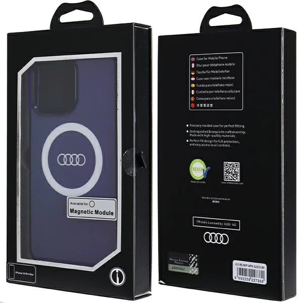 Mbështjellës Audi IML Big Logo MagSafe për iPhone 14 Pro Max, Blu