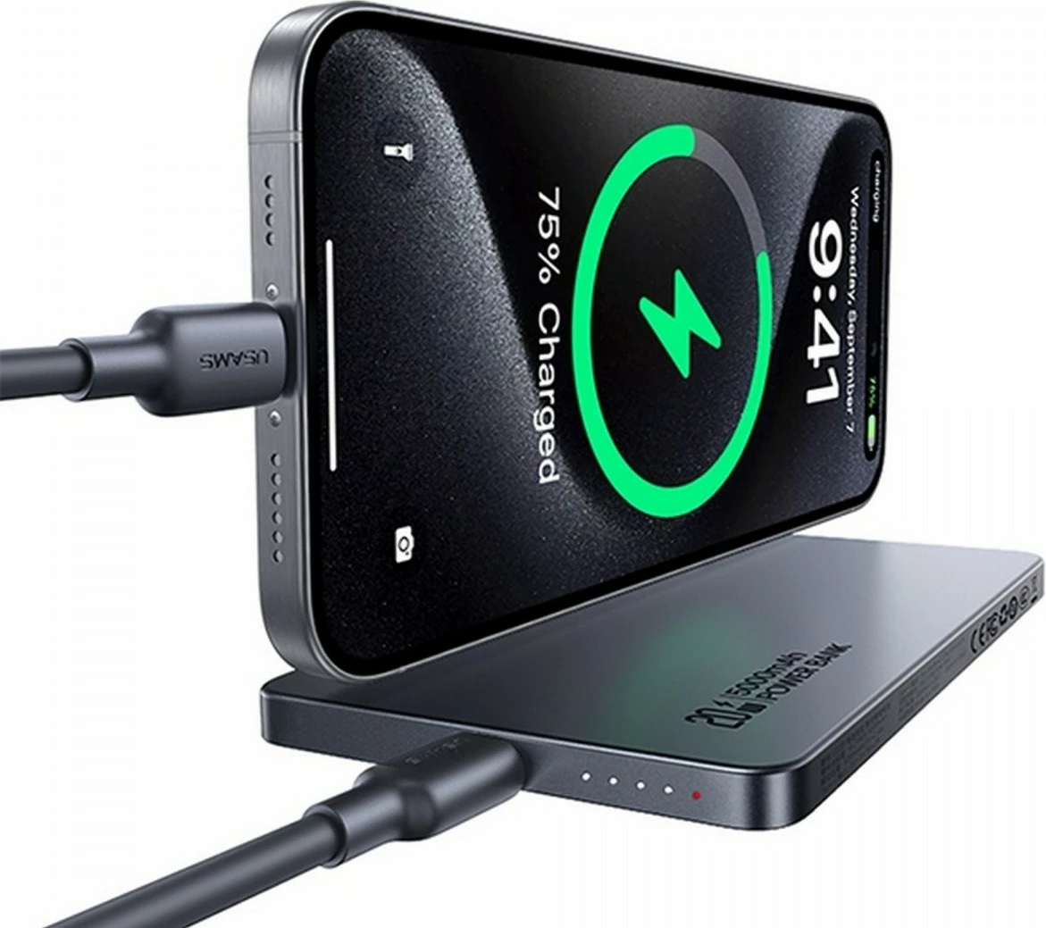 Power bank USAMS USA001542, 5000mAh, 20W PD, MagSafe, Titanium
