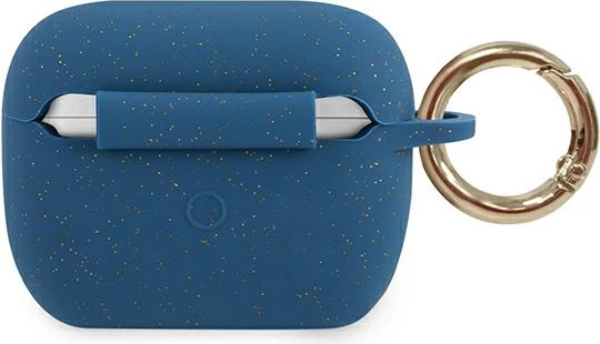 Mbështjellës Guess GUACAPSILGLBL për AirPods Pro, silikon, kaltër me shkëlqim