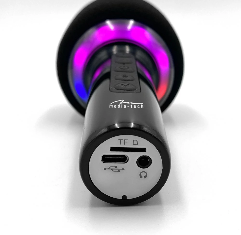 Mikrofon karaoke me altoparlant Bluetooth Media-Tech MT399, i zi, me drita LED