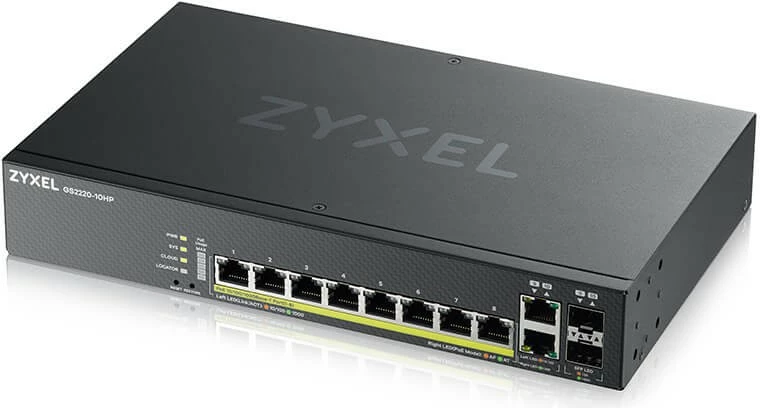 Switch i menaxhuar Zyxel GS2220-10HP, 8xGbE, PoE, 1 vit NCC Pro Pack, i zi