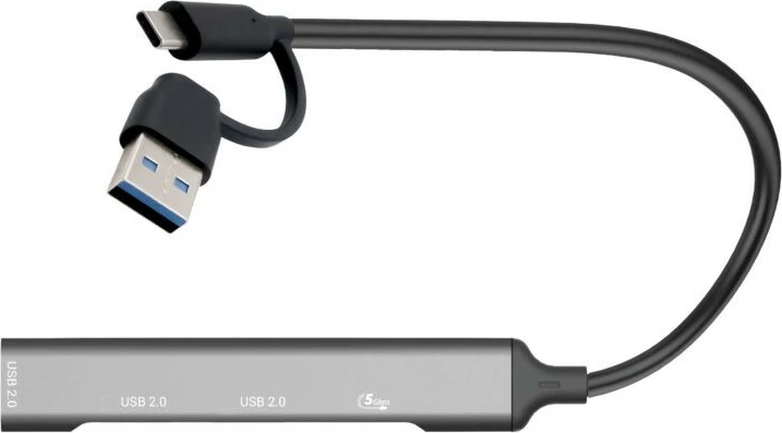 Hub USB i-tec CAHUBMETALMINI4, 1x USB 3.0 + 3x USB 2.0, Metal, Gri