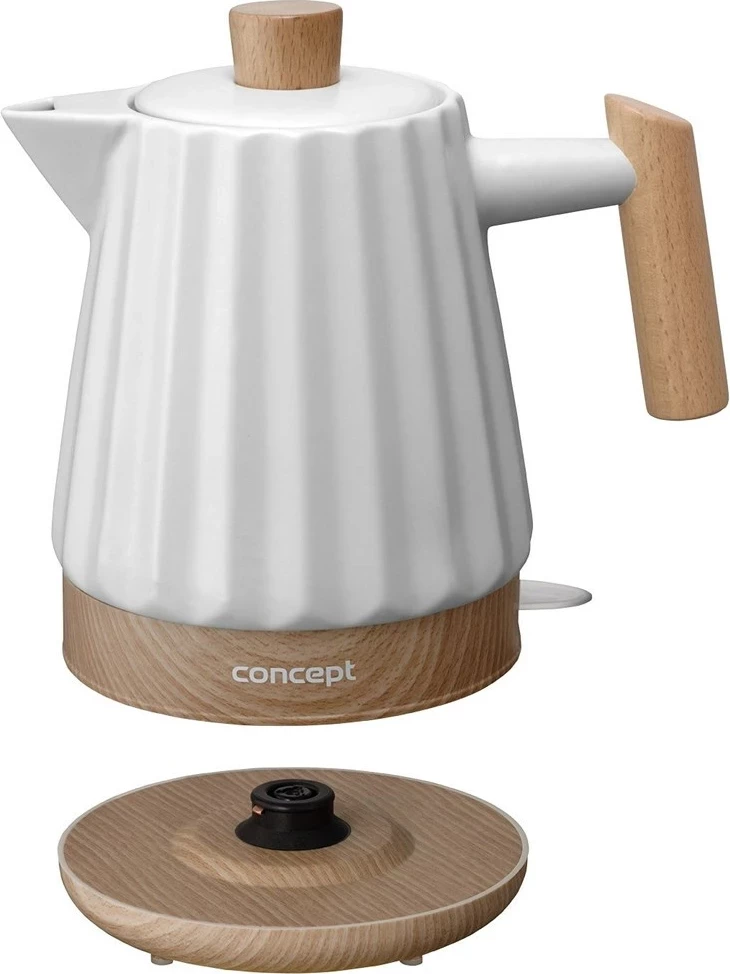 Çajnik elektrik Concept RK0090, 1.5 l, Keramikë, Bardhë