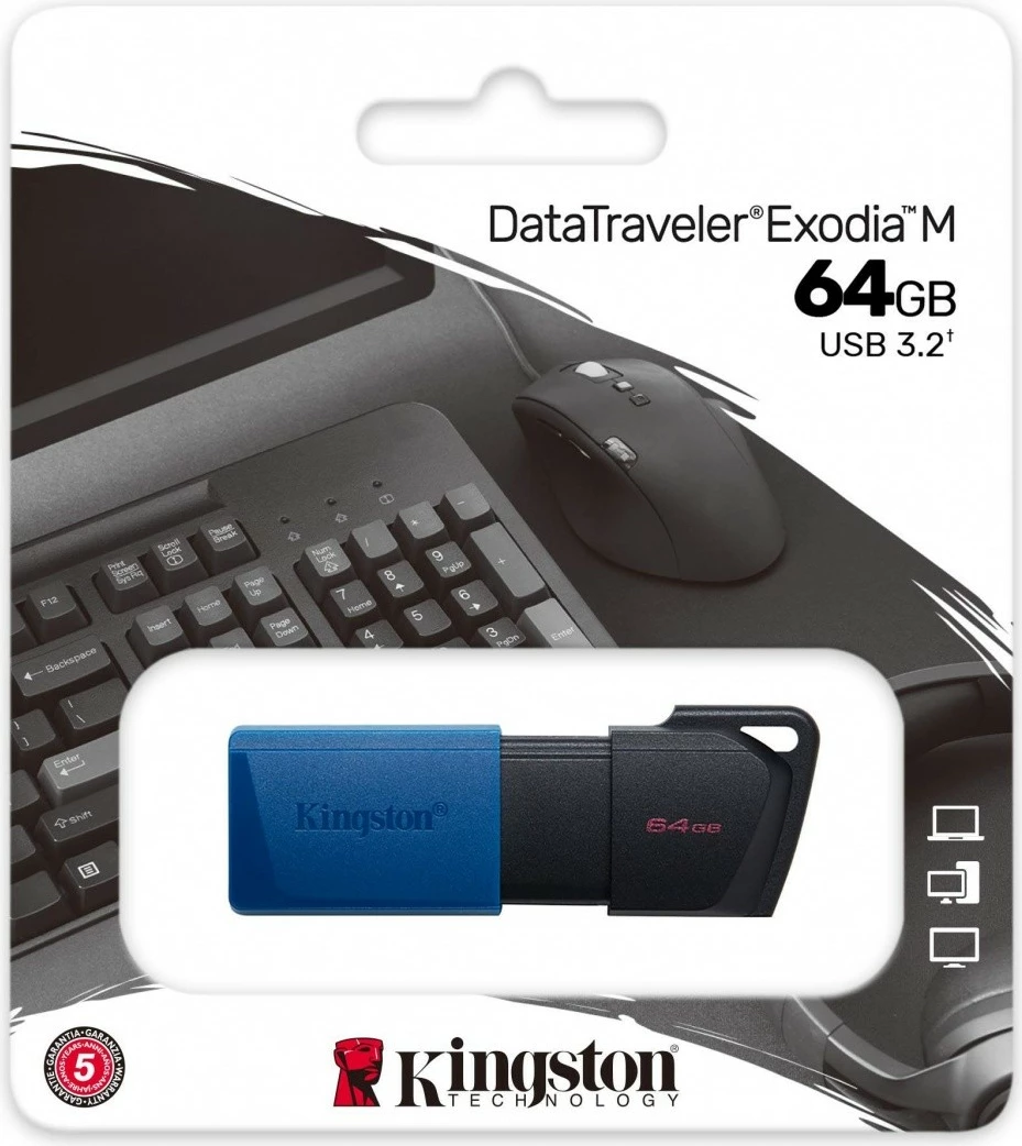 Pendrive Kingston DataTraveler Exodia M 64GB, USB 3.2 Gen1, Zi/Blu