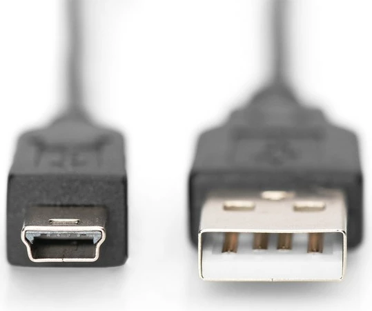 Kabllo USB 2.0 Digitus AK-300130-010-S, USB A në mini USB B, 1m, e zezë