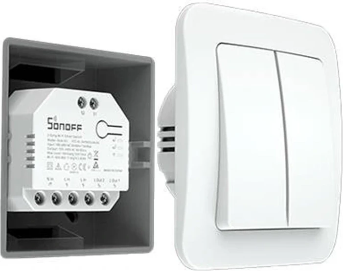Switch i mençur Sonoff Dual R3, Wi-Fi, 2 kanale, matje e konsumit, i bardhë