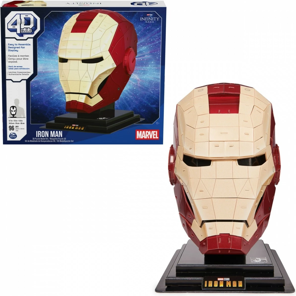 Puzzle 4D Spin Master Iron Man Helmet Marvel Studios, 96 pjesë, plastikë, e kuqe/ari