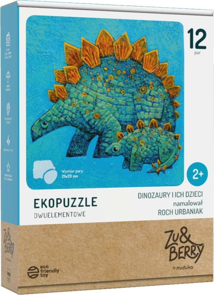Puzzle dy-pjesësh Muduko 54437, dinosaurët dhe të vegjlit e tyre, 24 pjesë, për fëmijë